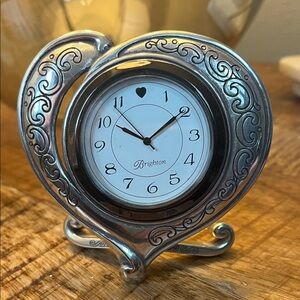 BRIGHTON Silver Heart Clock - Silver Tone Accent